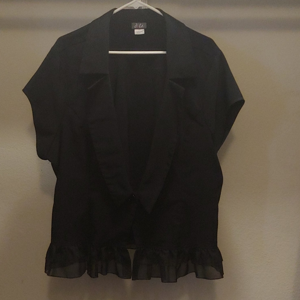 Dots Black Blazer w/sheer ruffle